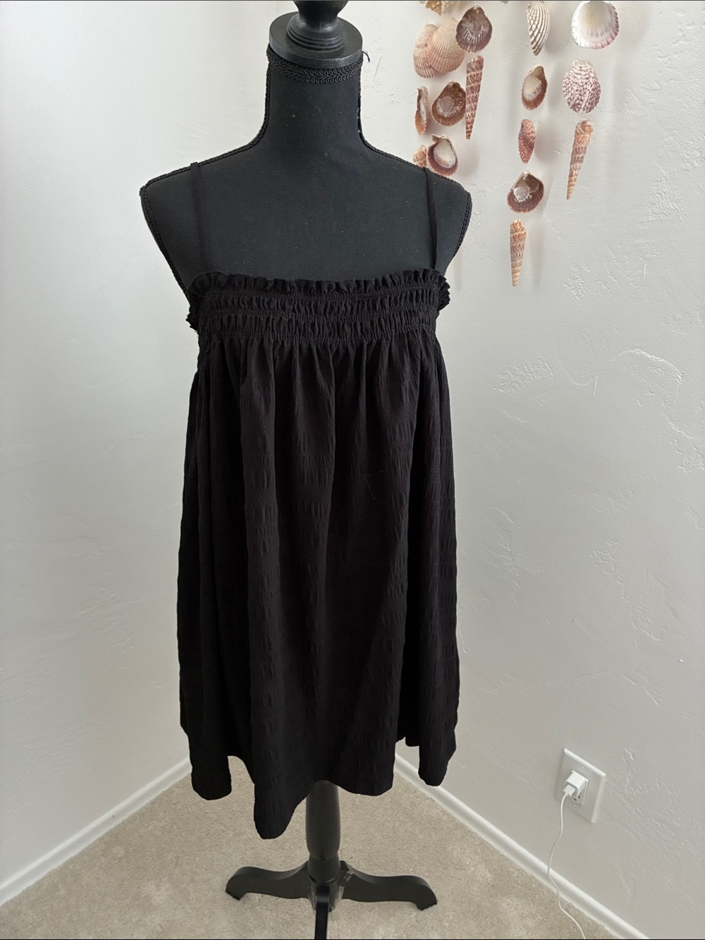 Black Smocked Strapless Sundress